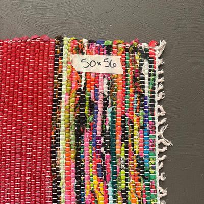 Rectangular Handmade Multicolor Cotton Rug