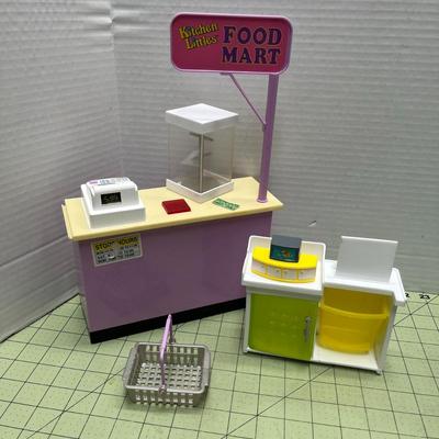 Kitchen Littles Kitchen Food Mart Shopping Cart Vintage Mattel Cash