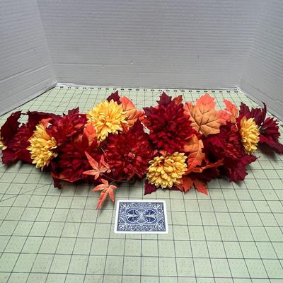 Patch work pumpkin & autumn flower swag