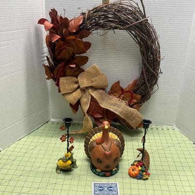Modern Autumn Wreath Autumn Door Wreaths & Turkey Candle Lantern With Stands
