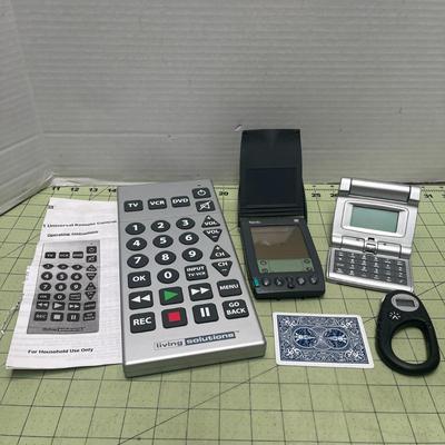 Jumbo Universal Remote Control Digital Alarm Clock Palm Pilot With Charger & Plastic Locking Carabiner