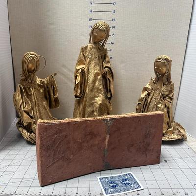 Bronze Colorpaper Mache 3pc Manger set
