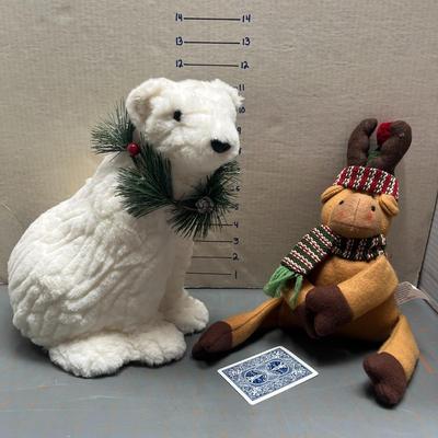 Christmas Decorations Handmade Polar Bear & Plush Reindeer