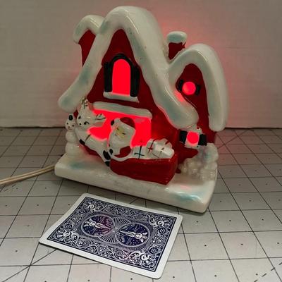 Ceramic Christmas House With Red Light