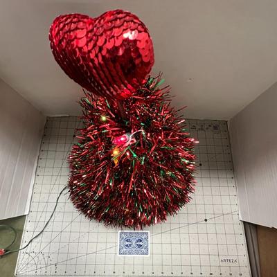 Vintage Christmas Tree With Red Lights