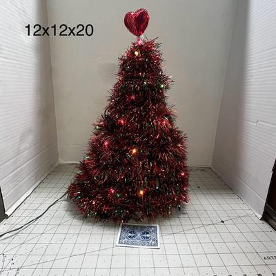 Vintage Christmas Tree With Red Lights