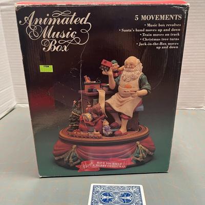 Vintage 1992 Santa's Best Animated Music Box Christmas Santa Claus Wind Up