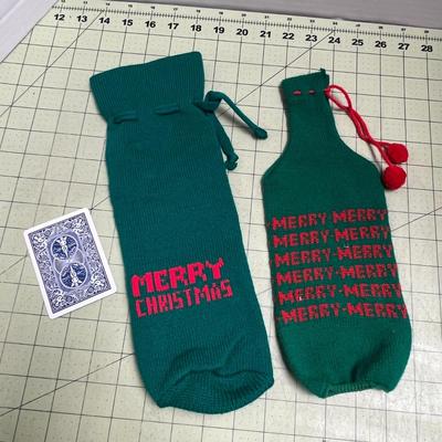 Christmas Holiday Decor-tristan Red Stocking & Christmas Knit Stocking, Knit Bottle