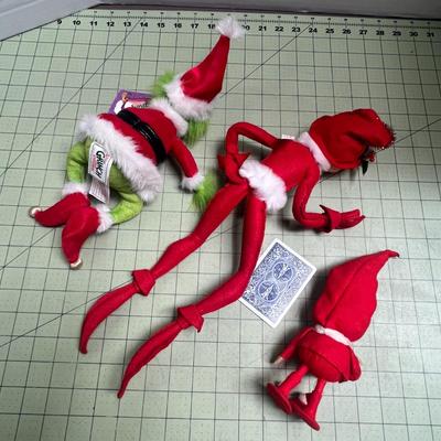 Annalee Very Merry Red Elf & Grinch Rubber Face Plush With Burmel Happy Doll Toy