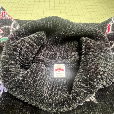 Womens Mediun Joy Black Sequin Knit Cowl Neck Christmas Holiday Winter Sweater Top