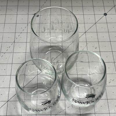 3 Wine Glasses, Marble Cork and Wine opener