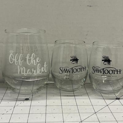 3 Wine Glasses, Marble Cork and Wine opener