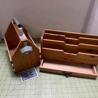 3 Tier Wooden Desk Organizer With Bottle Caddy