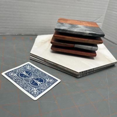 Granite /wood Effect 4 Piece Coasters and 2 Tile Trivets