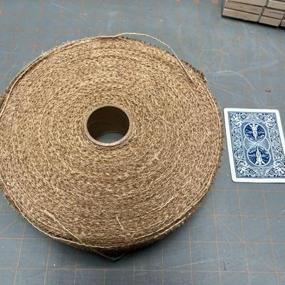 Roll of Woven Brown Burlap &Wood Clothes Pins