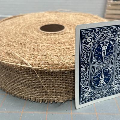 Roll of Woven Brown Burlap &Wood Clothes Pins