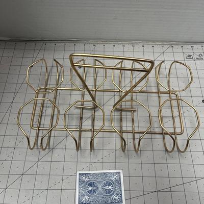 Brass Glass Tumbler Carrier Glass Caddy Holder Rack Holds 8 Atomic Mcm Design