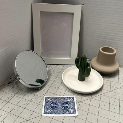 White Picture Frame, Small Mirror and Decor