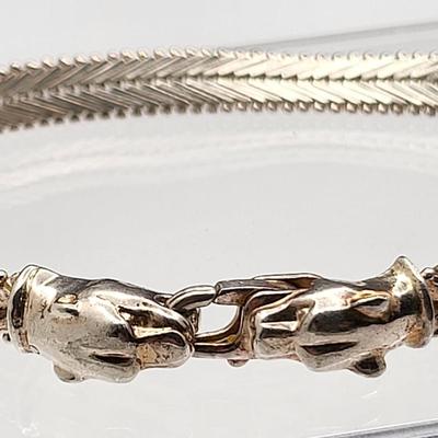 Milor Italy Double Cougar Chevron Sterling Silver Bracelet 17.5gr