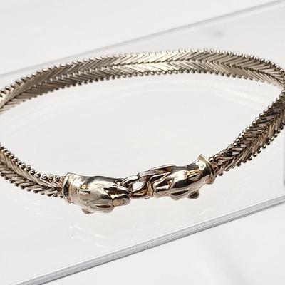 Milor Italy Double Cougar Chevron Sterling Silver Bracelet 17.5gr