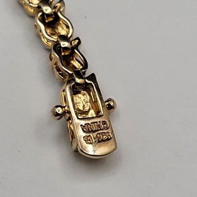 Gold Over Silver Tennis Bracelet Rubies Heart Charm 10.9gr