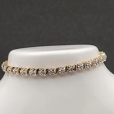 Gold Over Silver Tennis Bracelet Rubies Heart Charm 10.9gr