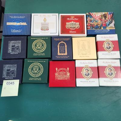 Mixed Lot of 11 White House ,Presidents Library of Congress Christmas Ornaments