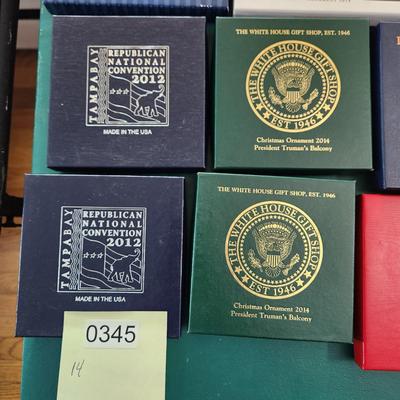 Mixed Lot of 11 White House ,Presidents Library of Congress Christmas Ornaments