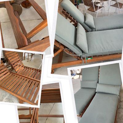 PAIR Patio Chaise Lounge Chairs w/ Cushions