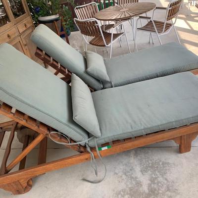 PAIR Patio Chaise Lounge Chairs w/ Cushions