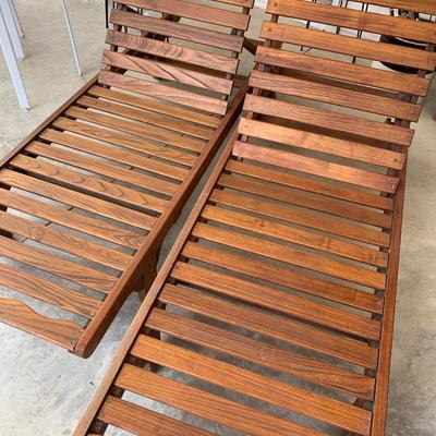 PAIR Patio Chaise Lounge Chairs w/ Cushions