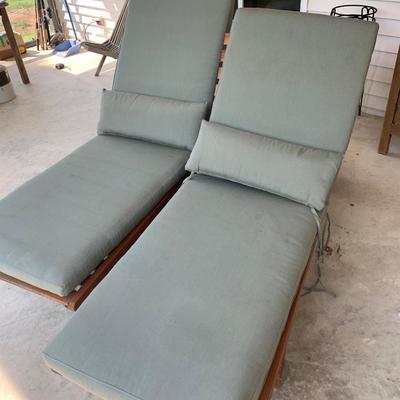 PAIR Patio Chaise Lounge Chairs w/ Cushions