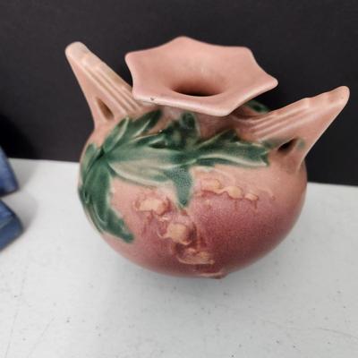 2 Vintage Rossville Pottery Wall Pocket and Bleeding Heart Vase