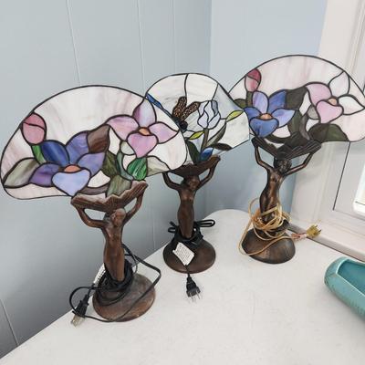 3 Table Lamps Tiffany Style Art Deco