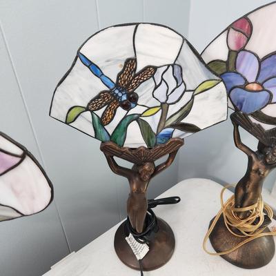 3 Table Lamps Tiffany Style Art Deco