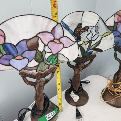 3 Table Lamps Tiffany Style Art Deco