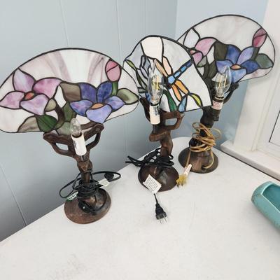 3 Table Lamps Tiffany Style Art Deco