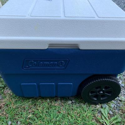 Large Coleman Cooler On Wheels W/ Handle