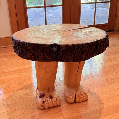 Unique Wooden Side Table with Carved Legs, Custom & Locally Made (LLR-DZ)