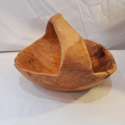 Carved Wood Basket and Tree Trunk Vase/Bowl (LR-KD)