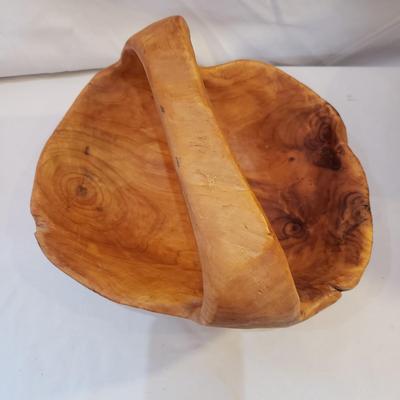 Carved Wood Basket and Tree Trunk Vase/Bowl (LR-KD)