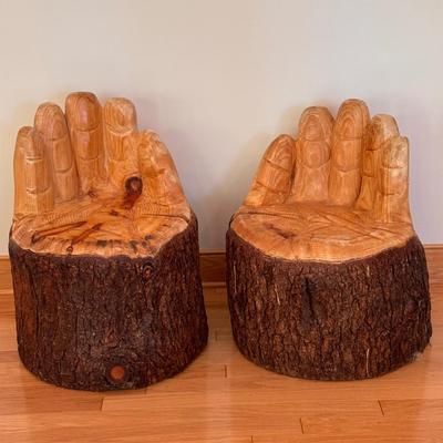 Two Hand-Carved Wooden Chairs, Custom-Built & Locally Made (LLR-DZ)