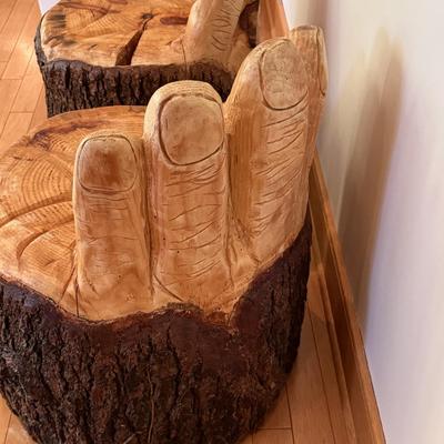 Two Hand-Carved Wooden Chairs, Custom-Built & Locally Made (LLR-DZ)