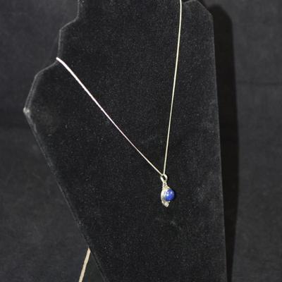 925 Sterling Lapis Lazuli Pendant w/ 925 Chain 16”, 4.3g