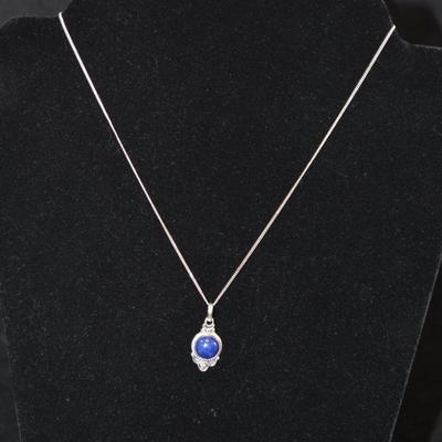 925 Sterling Lapis Lazuli Pendant w/ 925 Chain 16”, 4.3g