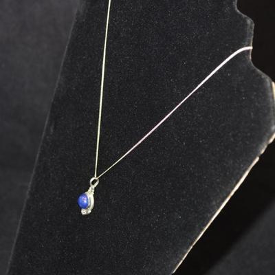 925 Sterling Lapis Lazuli Pendant w/ 925 Chain 16”, 4.3g