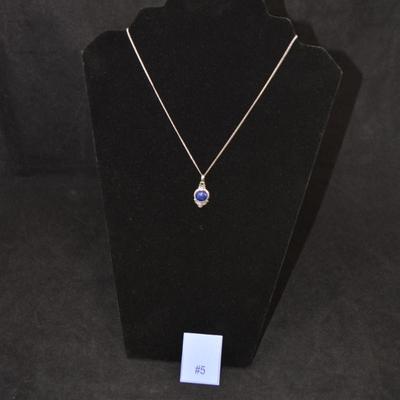 925 Sterling Lapis Lazuli Pendant w/ 925 Chain 16”, 4.3g