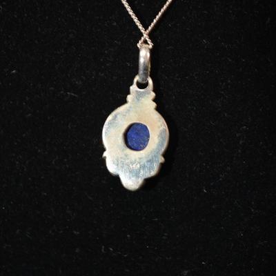 925 Sterling Lapis Lazuli Pendant w/ 925 Chain 16”, 4.3g