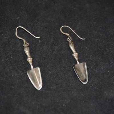 925 Sterling Garden Trowel Drop Earrings 3.2g