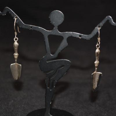 925 Sterling Garden Trowel Drop Earrings 3.2g